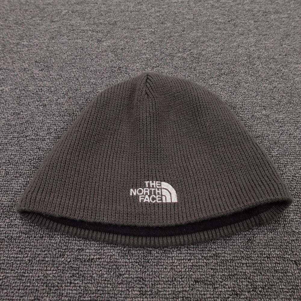 The North Face Hat Beanie Fitted Mens One Size Gray Knit Thermal Lined Winter